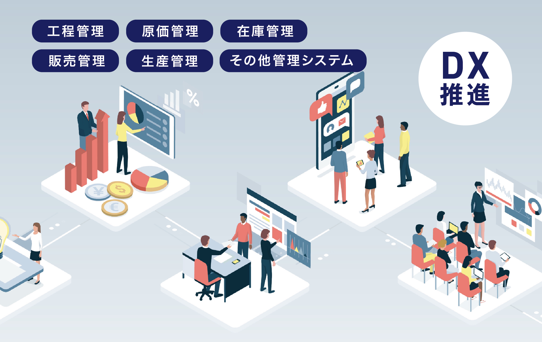 北陸ソフト開発の業務効率化システム開発チラシ。自社の業務フローに合わせて作れるオーダーメイドシステムの特徴、選ばれる理由、導入メリットなどをまとめた説明資料。
